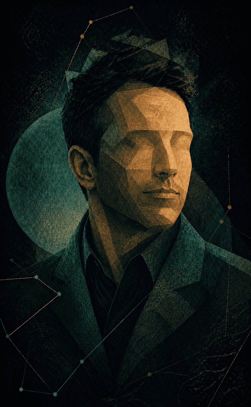 Geometric alter ego portrait of Carlos Vera